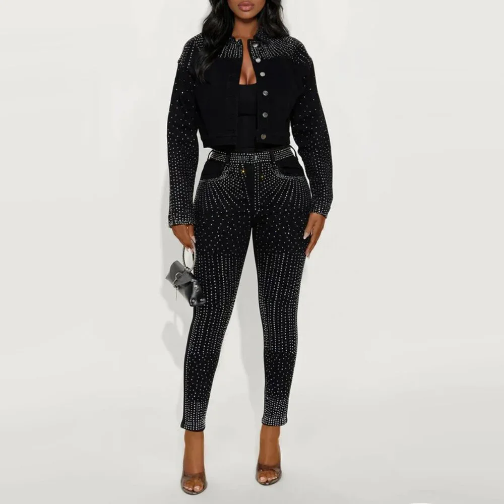 Touch Of Glitz High Rise Rhinestone Embellished Stretch Skinny Jeans - Picture 5 of 5
